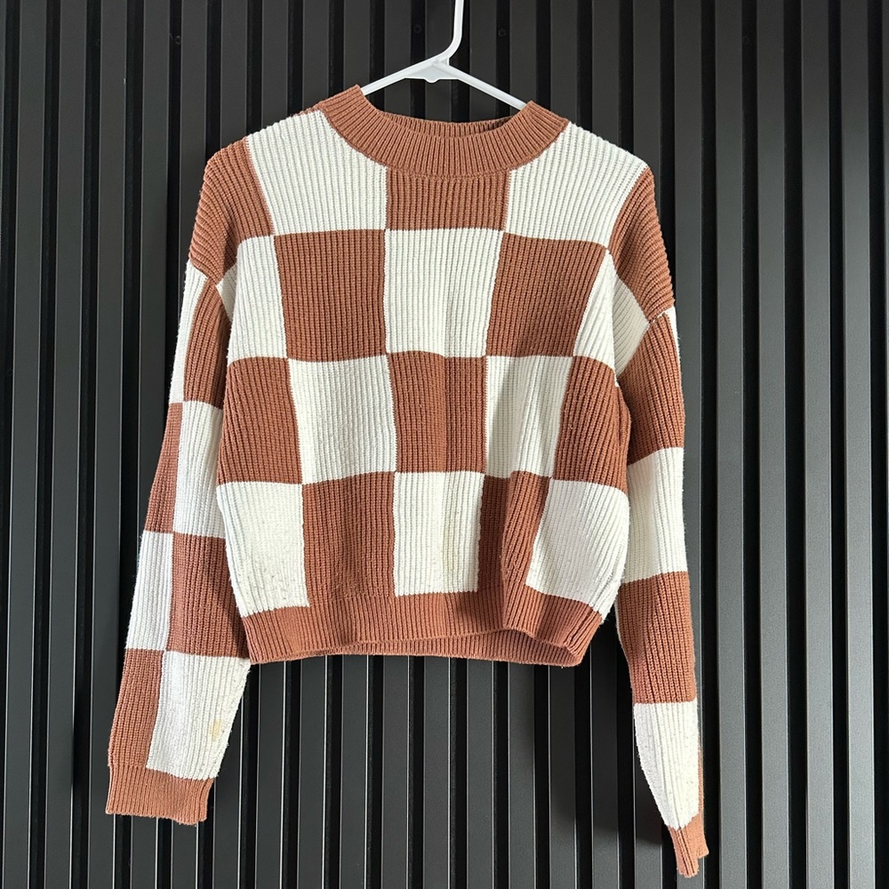 MANGO Checkered Sweater